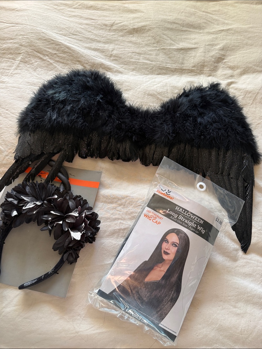 Black Feathered Angel Wings Hair Accessory